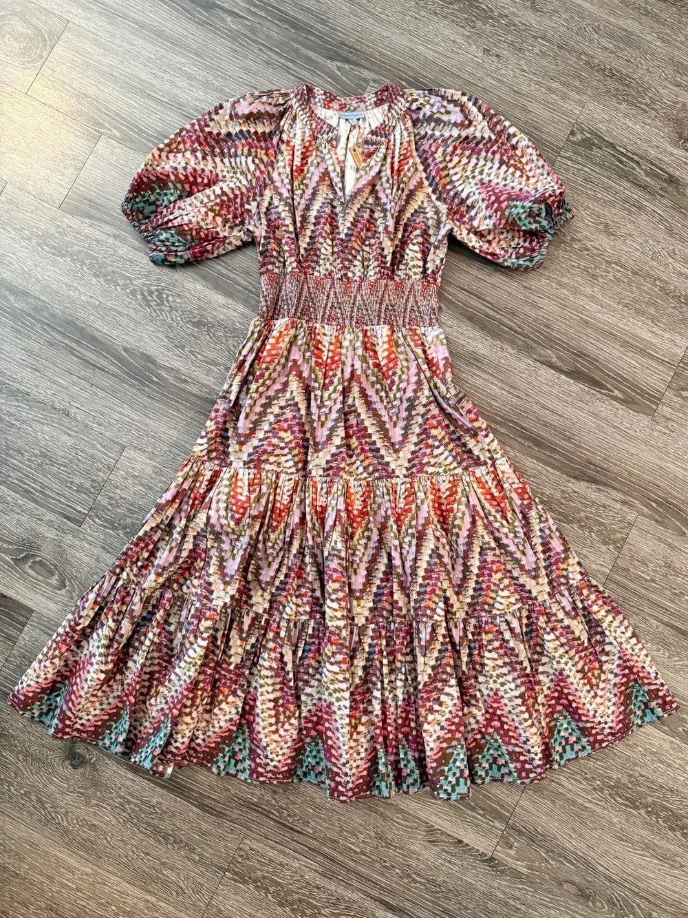 Anthropologie Conditions Apply Puff Sleeve Midi Dress